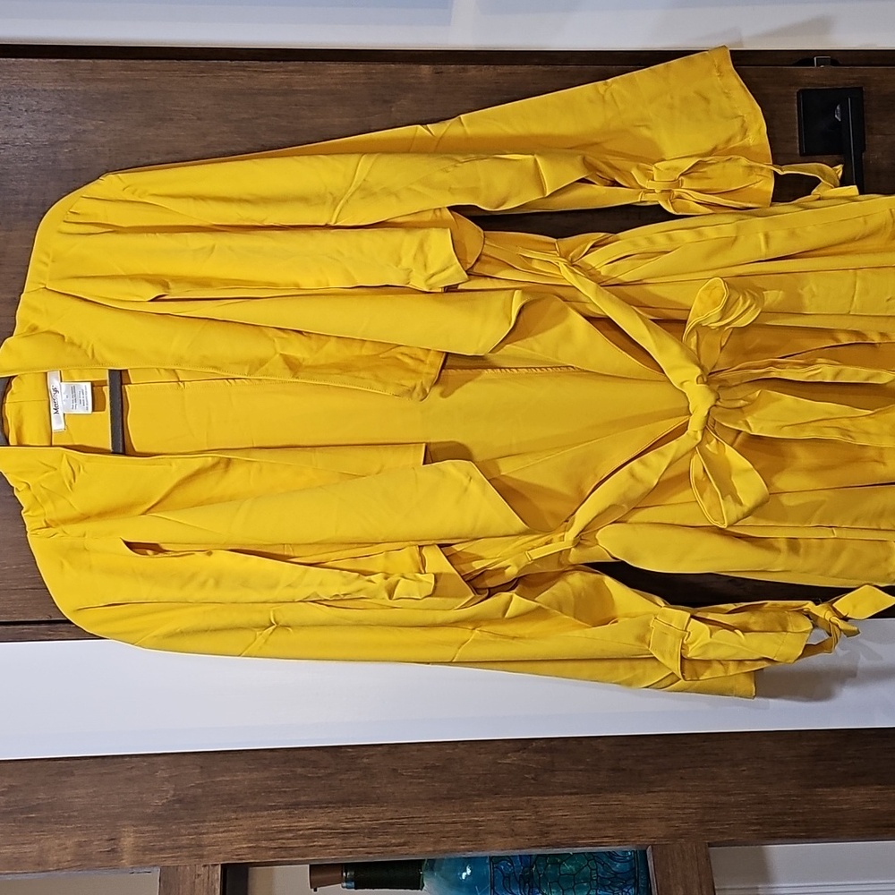 Masseys - Vibrant sunflower Yellow Drape duster jacket womens size 4X - Picture 4 of 8